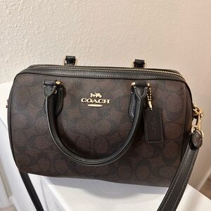 Coach Signature Brown Rowan Satchel Bag